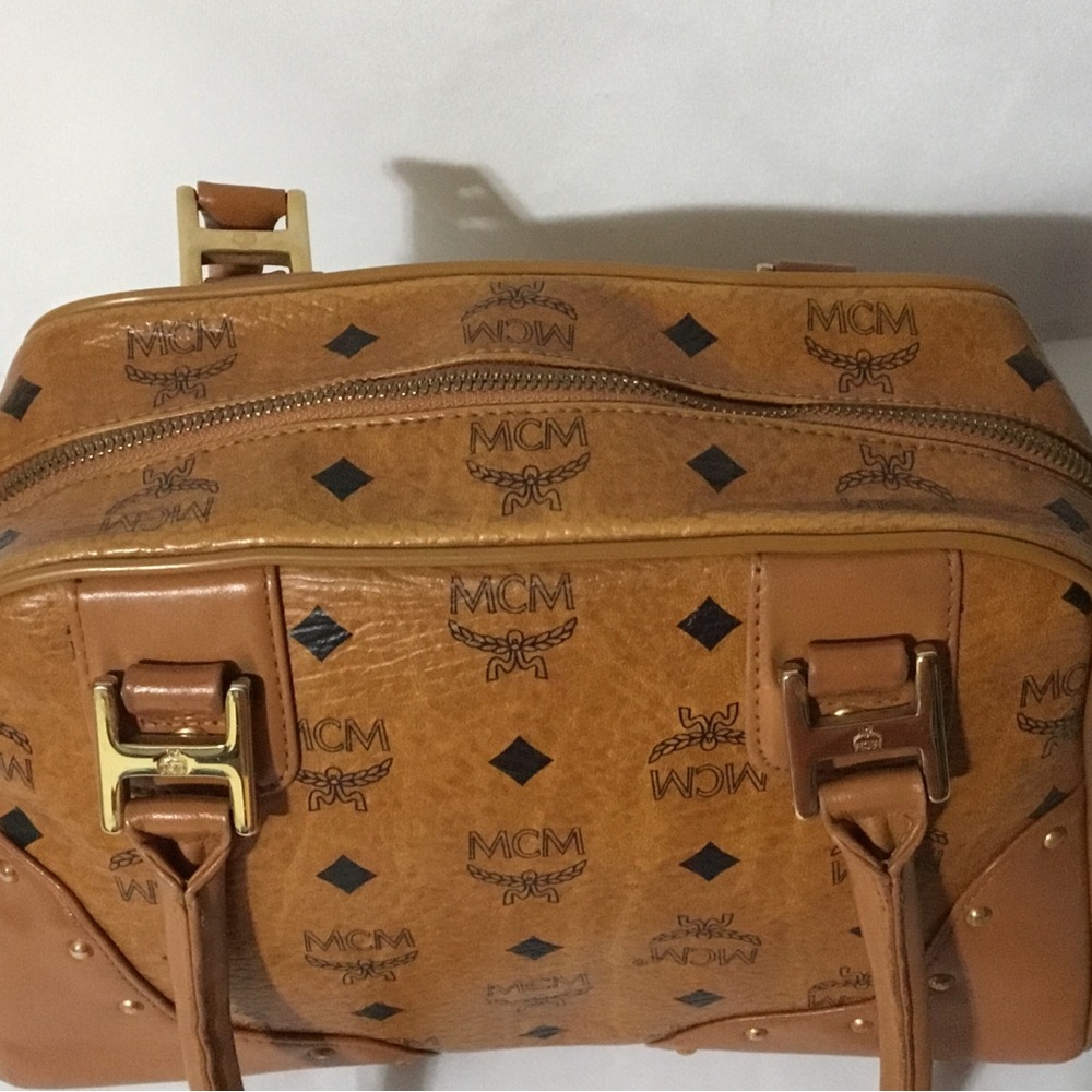 Authentic MCM Cognac Visetos Boston Bag With Dustbag - Picture 10 of 13